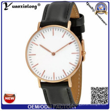 Yxl-653 High End Bussiness Aço Inoxidável Back Genuine Leather Quartz Watch, Assista Caso Aço Inoxidável